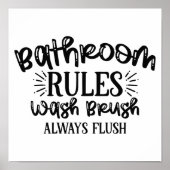 Bathroom Rules Wall Art Funny Sayings Poster (Voorkant)
