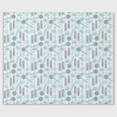 Bathroom Shower Spa Aqua Blue op Stripes Cadeaupapier (Vlak)