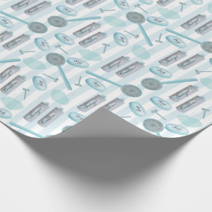 Bathroom Shower Spa Aqua Blue op Stripes Cadeaupapier