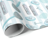 Bathroom Shower Spa Aqua Blue op Stripes Cadeaupapier (Rol Hoek)