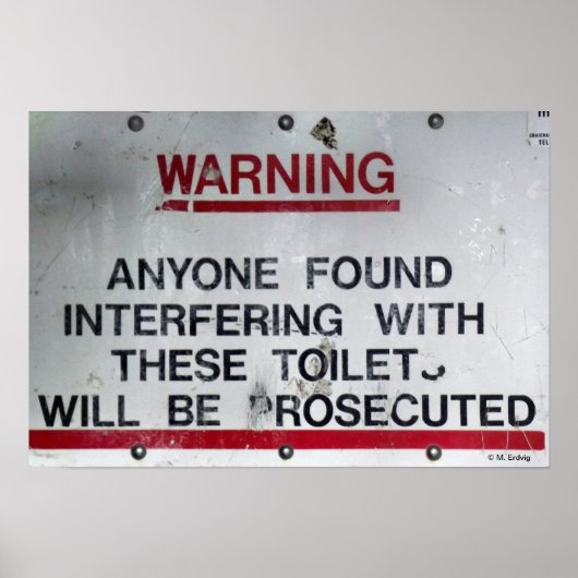 Bathroom Toilet Rules and Warning Poster (Voorkant)
