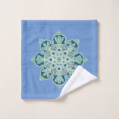 Bathroom Towel Groene medaillons op blauw Bad Handdoek (Wasdoekje)