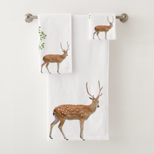 Bathroom Towel Set Deer Doe Buck Hunting Bad Handdoek (Insitu)