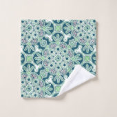 Bathroom Towel set, groene medaillons op wit Bad Handdoek (Wasdoekje)