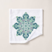 Bathroom Towel set, groene medaillons op wit Bad Handdoek (Wasdoekje)