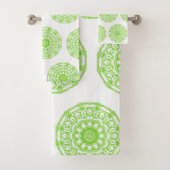 Bathroom Towel sets Green Mandala Bad Handdoek (Insitu)