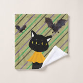 Bathroom Towel sets Halloween, zwarte kat Bad Handdoek (Wasdoekje)