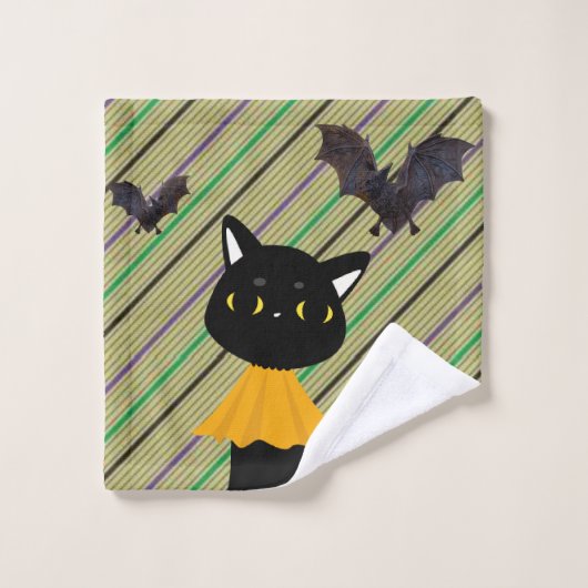 Bathroom Towel sets Halloween, zwarte kat Bad Handdoek (Wasdoekje)