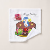 Bathroom Towel sets Happy Birthday Penguin Hearts Bad Handdoek (Wasdoekje)