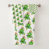 Bathroom Towel Sets Happy St. Patrick's Day Rabbit Bad Handdoek (Insitu)