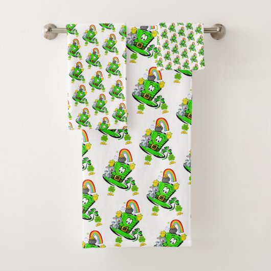 Bathroom Towel Sets Happy St. Patrick's Day Rabbit Bad Handdoek (Insitu)
