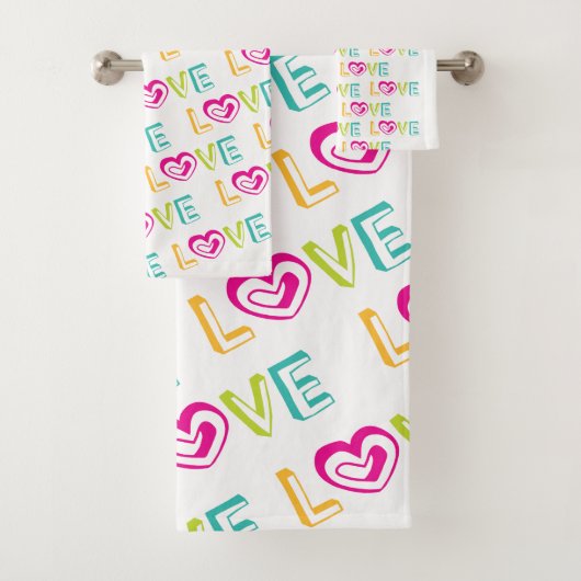 Bathroom Towel sets Valentijnsdag Love Hearts Bad Handdoek (Insitu)