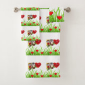 Bathroom Towel sets Valentijnsdag Owl  Bad Handdoek (Insitu)