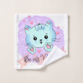 Bathroom Towel Sets Valentine's Day Cat Be Mine Bad Handdoek (Wasdoekje)