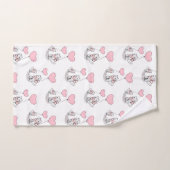 Bathroom Towel Sets Valentine's Day Cat Pink Heart Bad Handdoek (Handdoek)