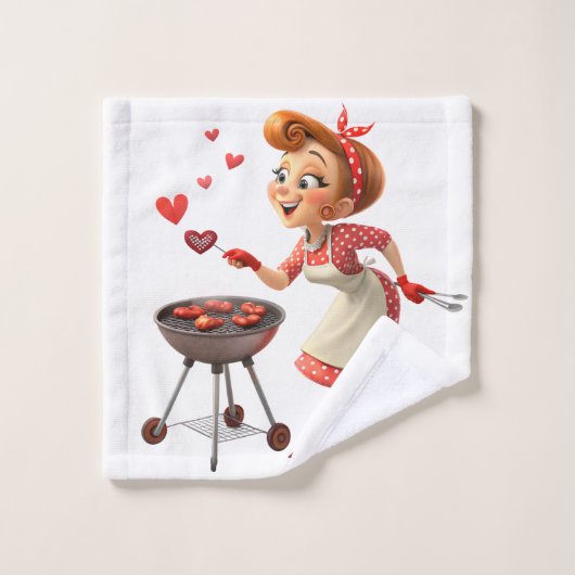 Bathroom Towel Sets Valentine's Day Cooking Hearts Bad Handdoek (Wasdoekje)