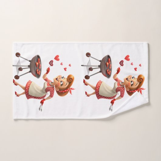 Bathroom Towel Sets Valentine's Day Cooking Hearts Bad Handdoek (Handdoek)