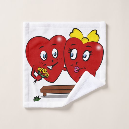 Bathroom Towel Sets Valentine's Day Couple Hearts Bad Handdoek (Wasdoekje)