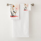 Bathroom Towel Sets Valentine's Day Dog Red Heart Bad Handdoek (Insitu)