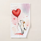 Bathroom Towel Sets Valentine's Day Dog Red Heart Bad Handdoek (Handdoek)