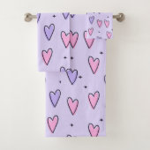 Bathroom Towel Sets Valentine's Day Pink Purple Bad Handdoek (Insitu)