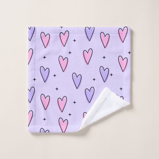 Bathroom Towel Sets Valentine's Day Pink Purple Bad Handdoek (Wasdoekje)