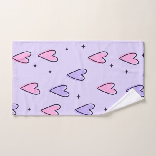 Bathroom Towel Sets Valentine's Day Pink Purple Bad Handdoek (Handdoek)