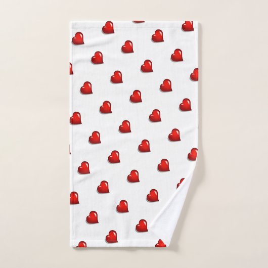 Bathroom Towel Sets Valentine's Day Red Hearts  Bad Handdoek (Handdoek)