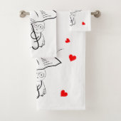 Bathroom Towel Sets Valentine's Day UmbrellaHearts Bad Handdoek (Insitu)