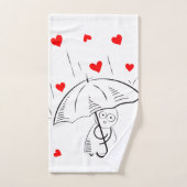 Bathroom Towel Sets Valentine's Day UmbrellaHearts Bad Handdoek (Handdoek)