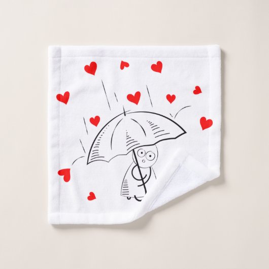 Bathroom Towel Sets Valentine's Day UmbrellaHearts Bad Handdoek (Wasdoekje)