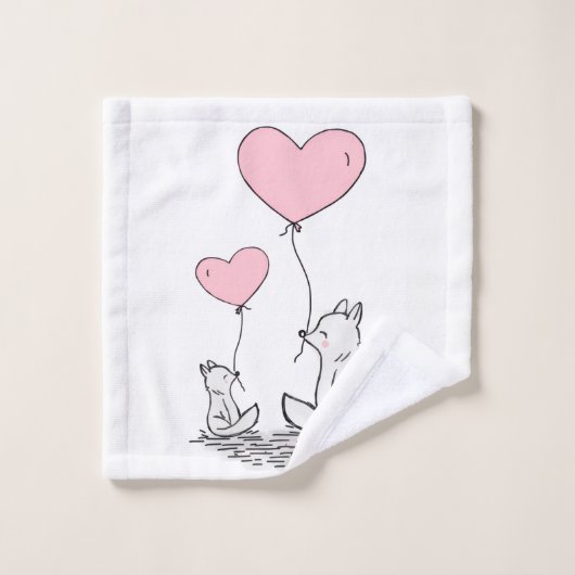 Bathroom Towel Sets Valentine's Foxy Pink Hearts Bad Handdoek (Wasdoekje)