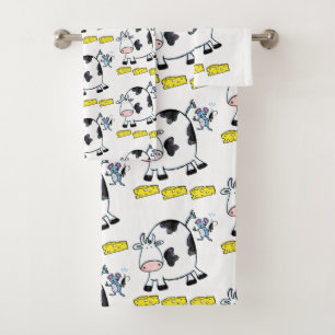 Bathroom Towel stelt Koe Mouse Mice Cheese in Bad Handdoek
