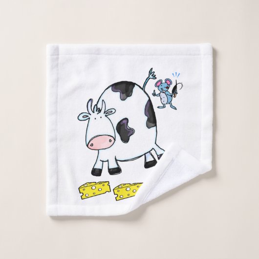 Bathroom Towel stelt Koe Mouse Mice Cheese in Bad Handdoek (Wasdoekje)