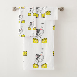 Bathroom Towel stelt muizen Mice Ostrich Cheese in Bad Handdoek