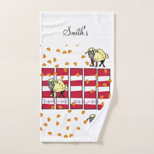 Bathroom Towel stelt Valentijnsdag Sheep Hearts in Bad Handdoek (Handdoek)