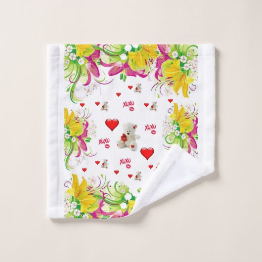 Bathroom Towel stelt Valentijnsdag Teddy Bear in Bad Handdoek (Wasdoekje)