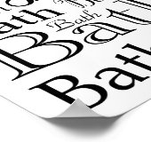 Bathroom Typografie Black White Bath Sign Poster (Hoek)