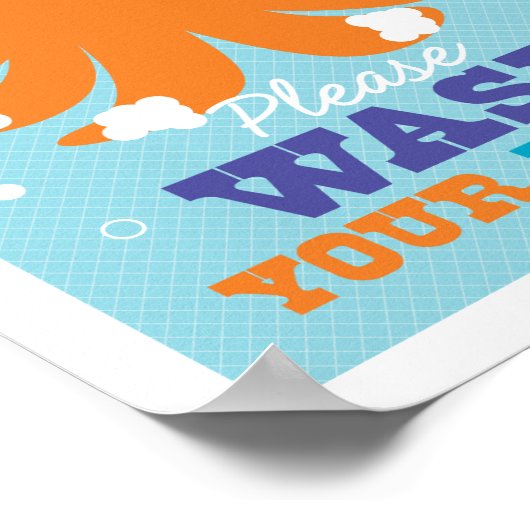 Bathroom Was uw handen Octopus Art Poster (Hoek)