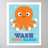 Bathroom Was uw handen Octopus Art Poster (Voorkant)