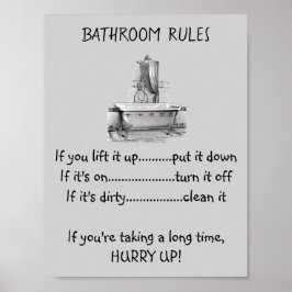 Bathroomregels voor voetbath Tub Poster