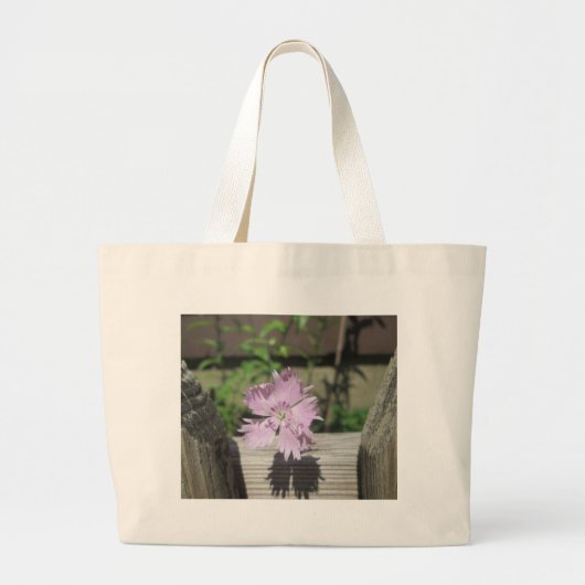 Baths Pink Dianthus on Fence Grote Tote Bag (Voorkant)