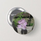 Baths Pink Dianthus on Fence Ronde Button 5,7 Cm (Voorkant /achterkant)