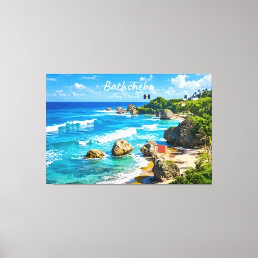 Bathsheba, Barbados - Tropische Kust Canvas Afdruk (Voorkant)