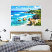 Bathsheba, Barbados - Tropische Kust Canvas Afdruk (Insitu (Slaapkamer))