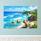 Bathsheba, Barbados - Tropische Kust Canvas Afdruk (Insitu (Houten vloer))