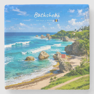 Bathsheba, Barbados - Tropische Kust Stenen Onderzetter