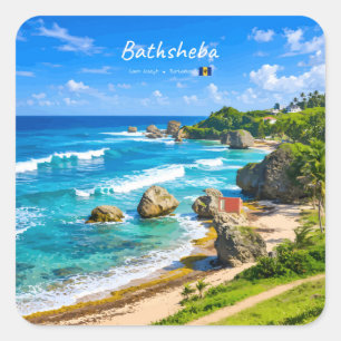 Bathsheba, Barbados - Tropische Kust Vierkante Sticker