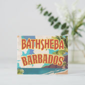 Bathsheba Barbados vintage vakantie reisposter Briefkaart (Staand voorkant)