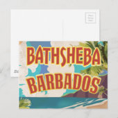 Bathsheba Barbados vintage vakantie reisposter Briefkaart (Voorkant / Achterkant)